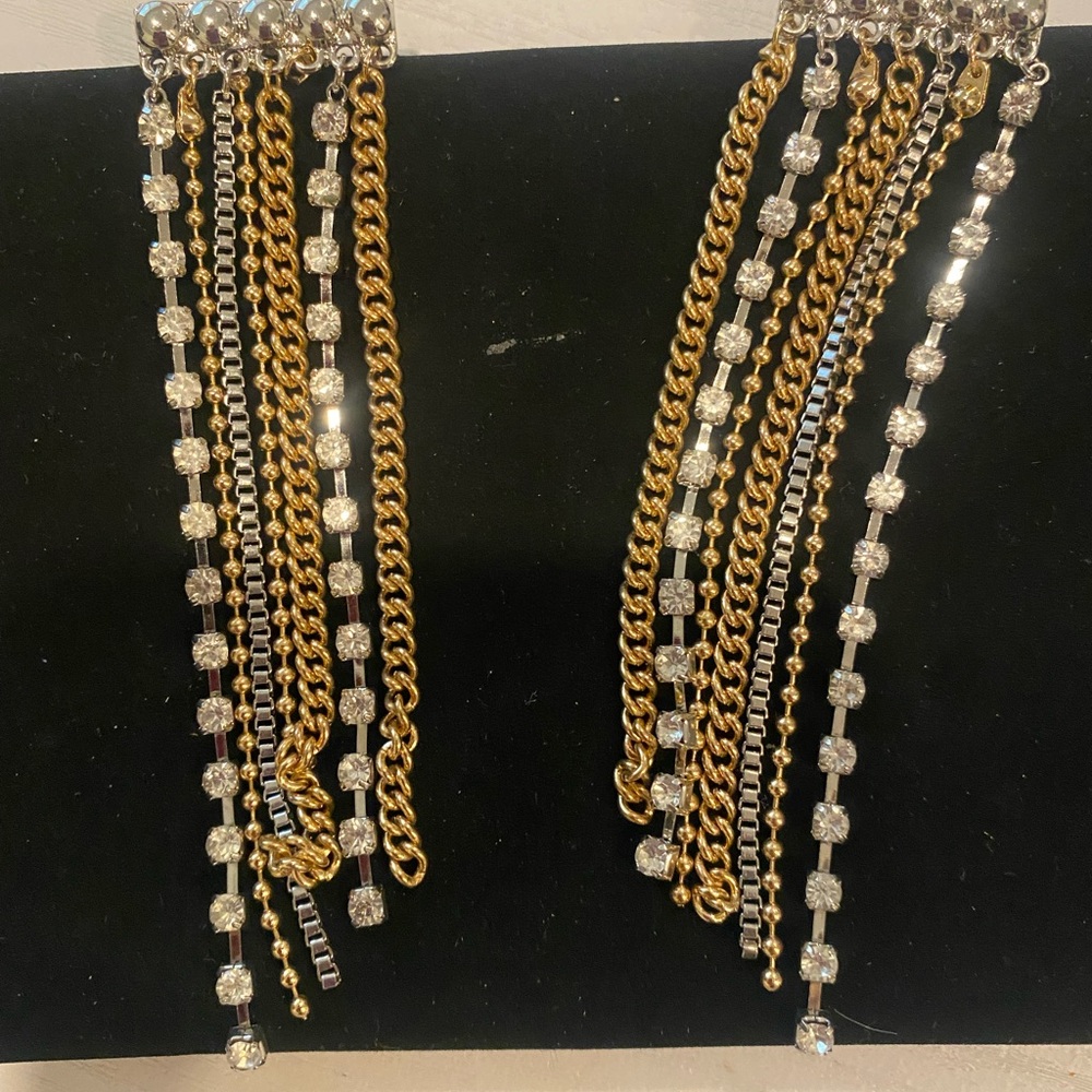 Elegant Gold and Silver Chain Earrings